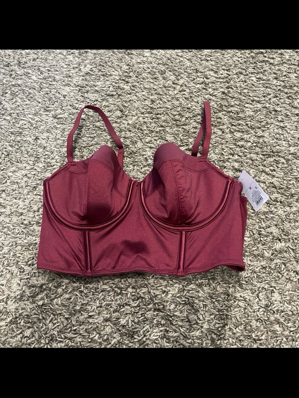 Auden NWT long line corset style bra, burgundy, medium